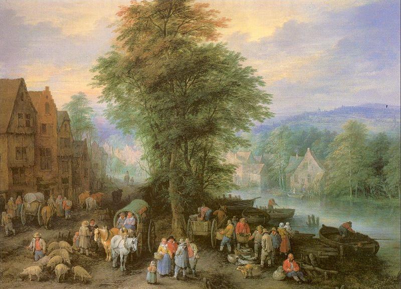 Michau, Theobald Peasants at the Market Spain oil painting art